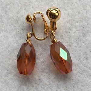 Handmade Clip-on Pink Oblong Earrings